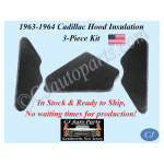 REM 1963-1964 CADILLAC DEVILLE ELDORADO FLEETWOOD HOOD INSULATION PAD 3 PIECE SET 1" THICK - IN STOCK