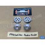 OEM 1974 1975 1976 Cadillac Deville Fleetwood Calais 1974 1975 1976 1977 1978 Eldorado 1976 1977 1978 1979 Seville DASH RADIO KNOBS w/GOLD WREATH BEZELS ESCUTCHEONS #1602756/#1497099