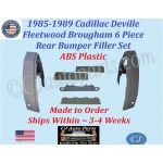 NEW 1985 1986 1987 1989 Cadillac Deville Fleetwood Brougham 6 Piece Rear Bumper Filler Set