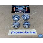 OEM 1974 1975 1976 Cadillac Deville Fleetwood Calais 1974 1975 1976 1977 1978 Eldorado 1976 1977 1978 1979 Seville DASH RADIO KNOBS w/GOLD WREATH BEZELS ESCUTCHEONS #1602756/#1497099