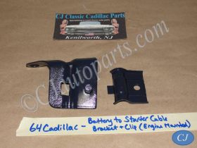 OEM 1964 Cadillac Deville Eldorado Fleetwood 429 ENGINE MOUNTED BATTERY TO STARTER POSITIVE CABLE WIRE BRACKET & CLIP