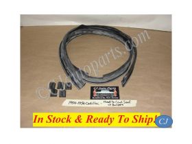 NEW 1954 1955 1956 CADILLAC ELDORADO DEVILLE HOOD TO COWL WEATHERSTRIP SEAL WITH BUMPER BLOCK PLUGS