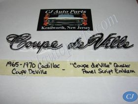 NEW 1965 1966 1967 1968 1969 1970 CADILLAC "COUPE DEVILLE" QUARTER PANEL FENDER SCRIPT EMBLEM