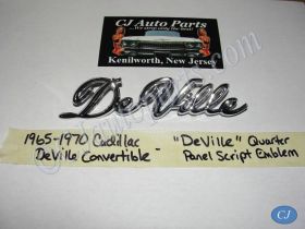 NEW 1965 1966 1967 1968 1969 1970 CADILLAC CONVERTIBLE "DEVILLE" QUARTER PANEL FENDER SCRIPT EMBLEM