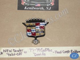 NEW DEALER TAKE-OFF 1977 1978 1979 CADILLAC DEVILLE HOOD CREST EMBLEM ORNAMENT