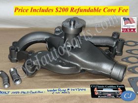 REBUILT 1959 1960 1961 1962 Cadillac Deville Eldorado Fleetwood FACTORY ORIGINAL WATER PUMP With A/C #1473914 WITH GASKETS