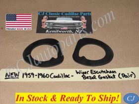 NEW 1959-1960 CADILLAC DEVILLE ELDORADO FLEETWOOD WINDSHIELD WIPER COWL ESCUTCHEON BEZEL GASKET SEAL (PAIR)