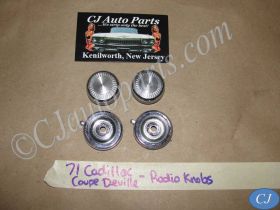 OEM 1971 1972 1973 Cadillac Fleetwood Deville Calais Eldordo DASH RADIO KNOBS #1497001 #1497099