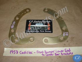 OEM 1958 Cadillac Deville FRONT BUMPER LOWER END TO CENTER BAR SUPPORT BRACKET SPACERS #1468427