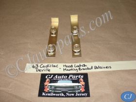 OEM 1961 1962 1963 1964 Cadillac Deville Fleetwood 1963 1964 Eldoado  HOOD LATCH SAFETY CATCH RELEASE LEVER MOUNTING BRACKET RETAINERS #3512382