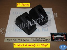 NEW 1969 1970 1971 1972 CADILLAC DEVILLE ELDORADO FLEETWOOD CALAIS FRONT SEAT BELT RETRACTORS BOLT COVERS TRIM - BLACK