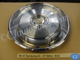 OEM 1966 1967 Cadillac Deville Fleetwood Calais 1966 Eldorado 15" HUBCAP WHEEL COVER W/ CREST EMBLEM SLOTTED #002