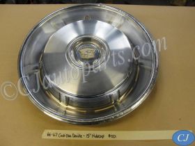 OEM 1966 1967 Cadillac Deville Fleetwood Calais 1966 Eldorado 15" HUBCAP WHEEL COVER W/ CREST EMBLEM SLOTTED #001