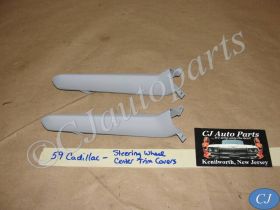 OEM 1959 Cadillac Deville Eldorado Fleetwood STEERING WHEEL CENTER SPOKE TRIM COVERS (PAIR) **RARE** #1471655