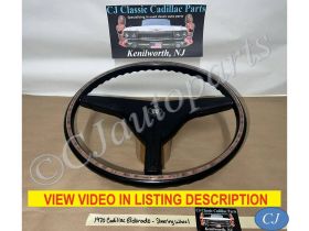 OEM 1970 Cadillac Eldorado Fleetwood Deville Calais Steering Wheel w/ Horn Pad & Woodgrain Inlay Trim (Tilt/Telescopic)