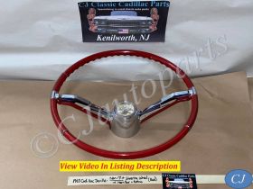 OEM 1965 Cadillac Deville Eldorado Fleetwood Calais NON-TILT STEERING WHEEL WITH HORN BAR BUTTON RING (RED) #710889/#1482949