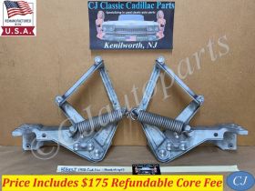 REBUILT FACTORY ORIGINAL 1958 CADILLAC DEVILLE ELDORADO FLEETWOOD HOOD HINGES WITH SPRINGS - NEW RIVETS