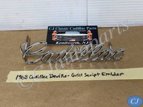OEM 1968 Cadillac Deville Fleetwood Calais 1969 Eldorado FRONT GRILL SCRIPT EMBLEM BADGE #1490224 *SHOW QUALITY* #1490224/#3633113