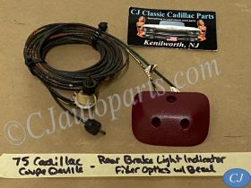 OEM 1974 1975 1976 Cadillac Deville Calais Fleetwood REAR BRAKE LIGHT FIBER OPTIC INDICATORS WITH BEZEL TRIM - RED #9669614