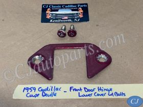 OEM 1959 1960 Cadillac Deville Eldorado Fleetwood FRONT LOWER DOOR HINGE COVER PLATE WITH BOLTS #4750406