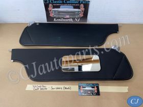 OEM 1971 1972 1973 1974 1975 1976 Cadillac Deville Fleetwood Calais 1971 1972 1973 1974 1975 1976 1977 1978 Eldorado  SUN VISORS (PAIR) WITH HINGES & MIRROR ~ BLACK