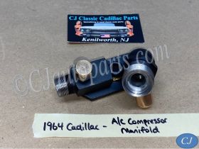 OEM 1963 1964 1965 1966 1967 Cadillac Deville Fleetwood Calais 1963 1964 1965 1966 Eldorado 429 Engine REAR A/C COMPRESSOR MANIFOLD VALVE HOSE CONNECTOR WITH NEW SCHRADER VALVE