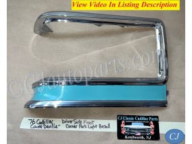 OEM 1975 1976 Cadillac Fleetwood DRIVER SIDE FRONT CORNER TURN SIGNAL PARK LIGHT BEZEL TRIM #1605270