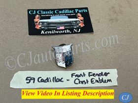 OEM 1959 Cadillac Deville Eldorado Fleetwood FRONT FENDER GUNSIGHT CREST SHIELD EMBLEM #1470534
