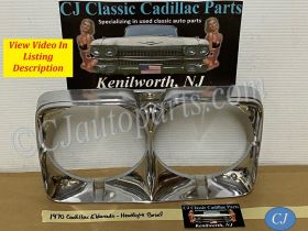 OEM 1969 1970 Cadillac Eldorado 1969 Deville Fleetwood Calais Commercial Chassis CHROME HEADLIGHT BEZEL TRIM COVER #1493065