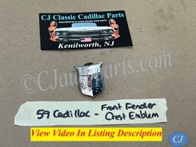 OEM 1959 Cadillac Deville Eldorado Fleetwood FRONT FENDER GUNSIGHT CREST SHIELD EMBLEM #1470534