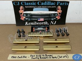 OEM 1960 Cadillac Deville Eldorado FLeetwood FRONT GRILL TO BUMPER MOUNTING BRACKETS W/FACTORY TR STAMPED BOLTS - SET OF 5
