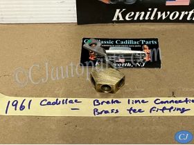 OEM 1959 1960 1961 Cadillac Deville Eldorado Fleetwood FRONT BRAKE LINE TEE TREE BRASS FITTING WITH STRAP #1472096