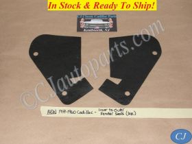 NEW 1959-1960 CADILLAC DEVILLE ELDORADO FLEETWOOD SIDE GRILL INNER TO OUTER FENDER SEAL SPLASH GUARD (2 PIECE)