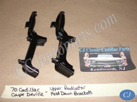 OEM 1969 1970 Cadillac Deville Calais Fleetwood UPPER RADIATOR HOLD DOWN MOUNTING BRACKETS WITH RUBBER CUSHION PAD INSULATOR