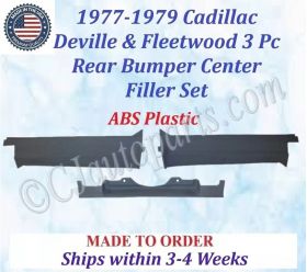 NEW 1977 1978 1979 Cadillac Deville & Fleetwood 3 Piece Rear Bumper Center Filler Set