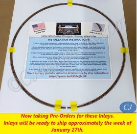 NEW 1969 1970 Cadillac Deville Fleetwood Calais Eldorado Steering Wheel Woodgrain Insert Inlay Trim - Made in USA