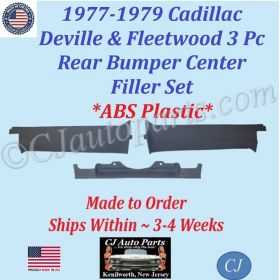 NEW 1977 1978 1979 Cadillac Deville & Fleetwood 3 Piece Rear Bumper Center Filler Set