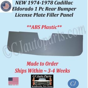NEW 1974 1975 1976 1977 1978 Cadillac Eldorado 1 Pc Rear Bumper License Plate Filler Panel NEW 1974 1975 1976 1977 1978 Cadillac Eldorado 1 Pc Rear Bumper License Plate Filler Panel