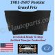 REM 1981 1982 1983 1984 1985 1986 1987 PONTIAC GRAND PRIX HOOD INSULATION IN STOCK - 1/2" THICK - GPX-HIN-060