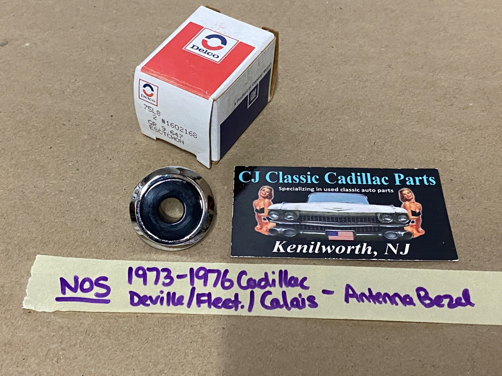 NOS 1973 1974 1975 1976 Cadillac Deville Fleetwood Calais ANTENNA BEZEL TRIM ESCUTCHEON #1602168 - Image 2