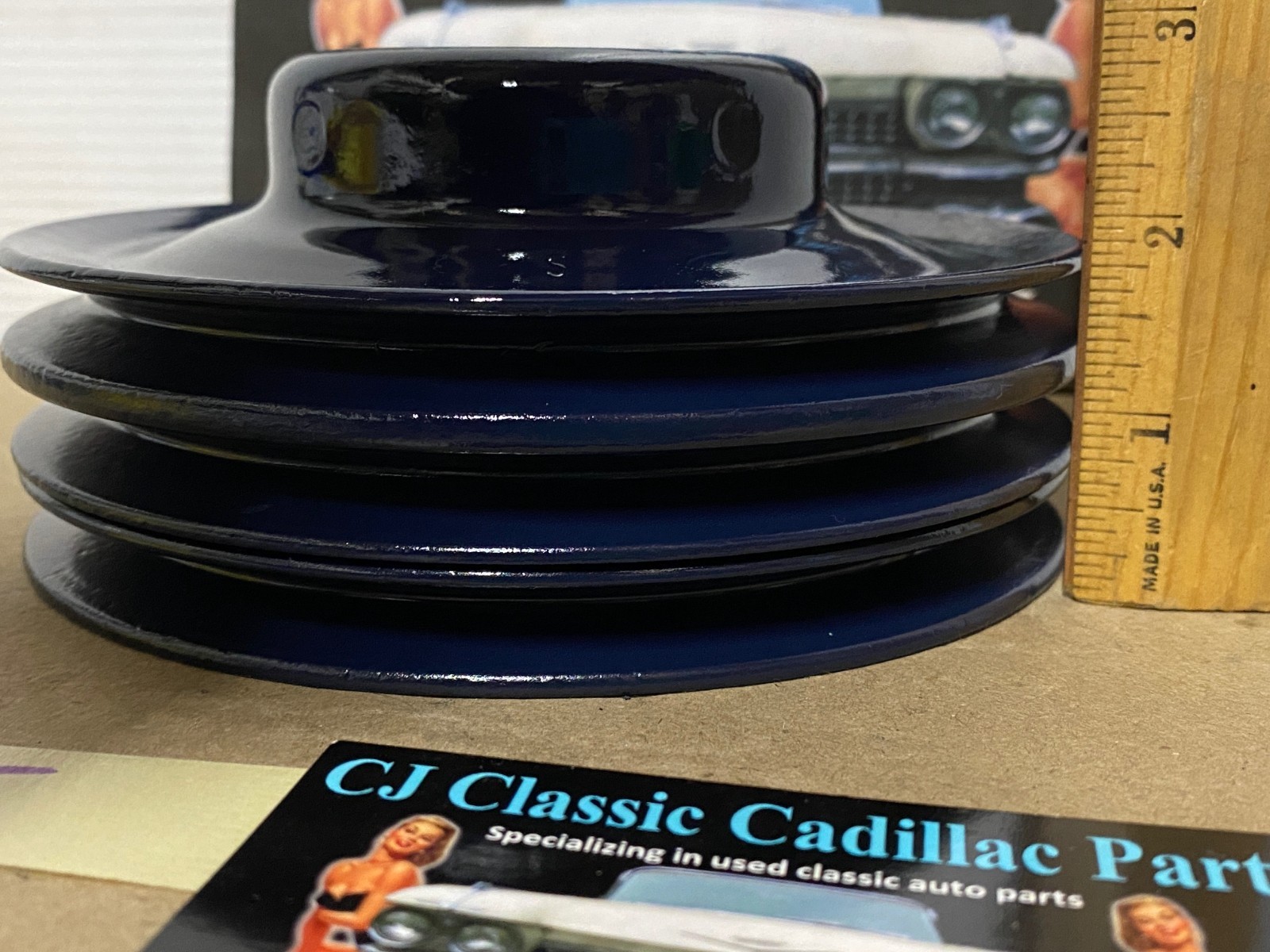 RESTORED 1958 1959 1960 1961 1962 1963 1964 1965 1966 1967 Cadillac Calais Fleetwood Deville Eldorado 365/390/429 ENGINE A/C WATER PUMP PULLEY ~ TRIPLE (3) GROOVE #1483552 - Image 7