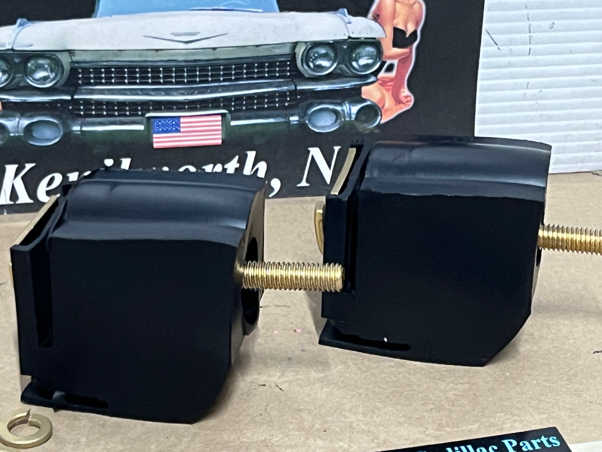 OEM 1963 1964 1965 1966 Cadillac Deville Eldorado Fleetwood REAR BACK BUMPER END RUBBER IMPACT CUSHION WITH ADJUSTMENT ALIGNMENT PLATE #1481370 - Image 7