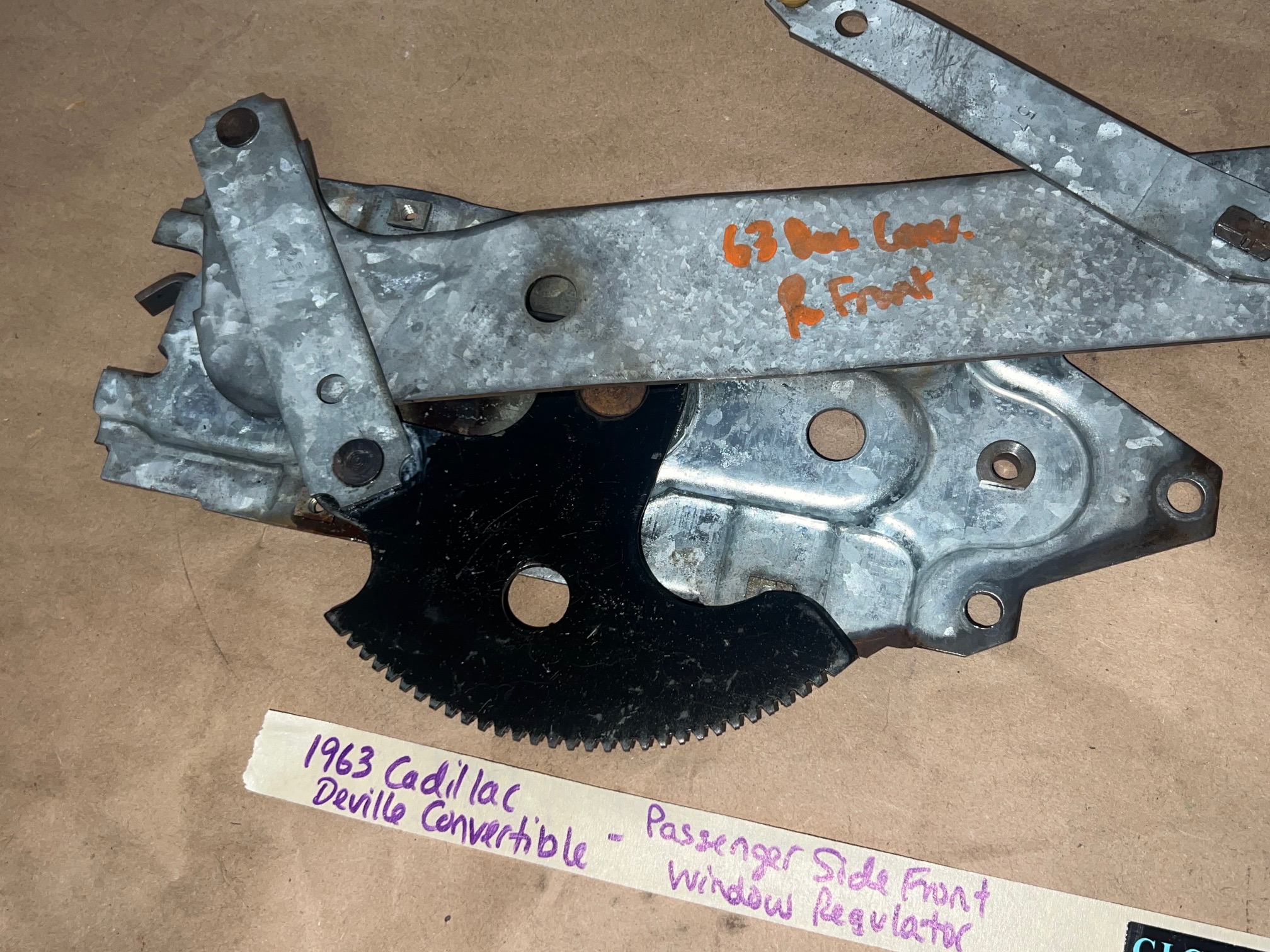 OEM 1961 1962 1963 1964 CADILLAC COUPE DEVILLE ELDORADO 2DR RIGHT PASSENGER SIDE FRONT DOOR WINDOW REGULATOR #5718764/#4308538 - Image 2