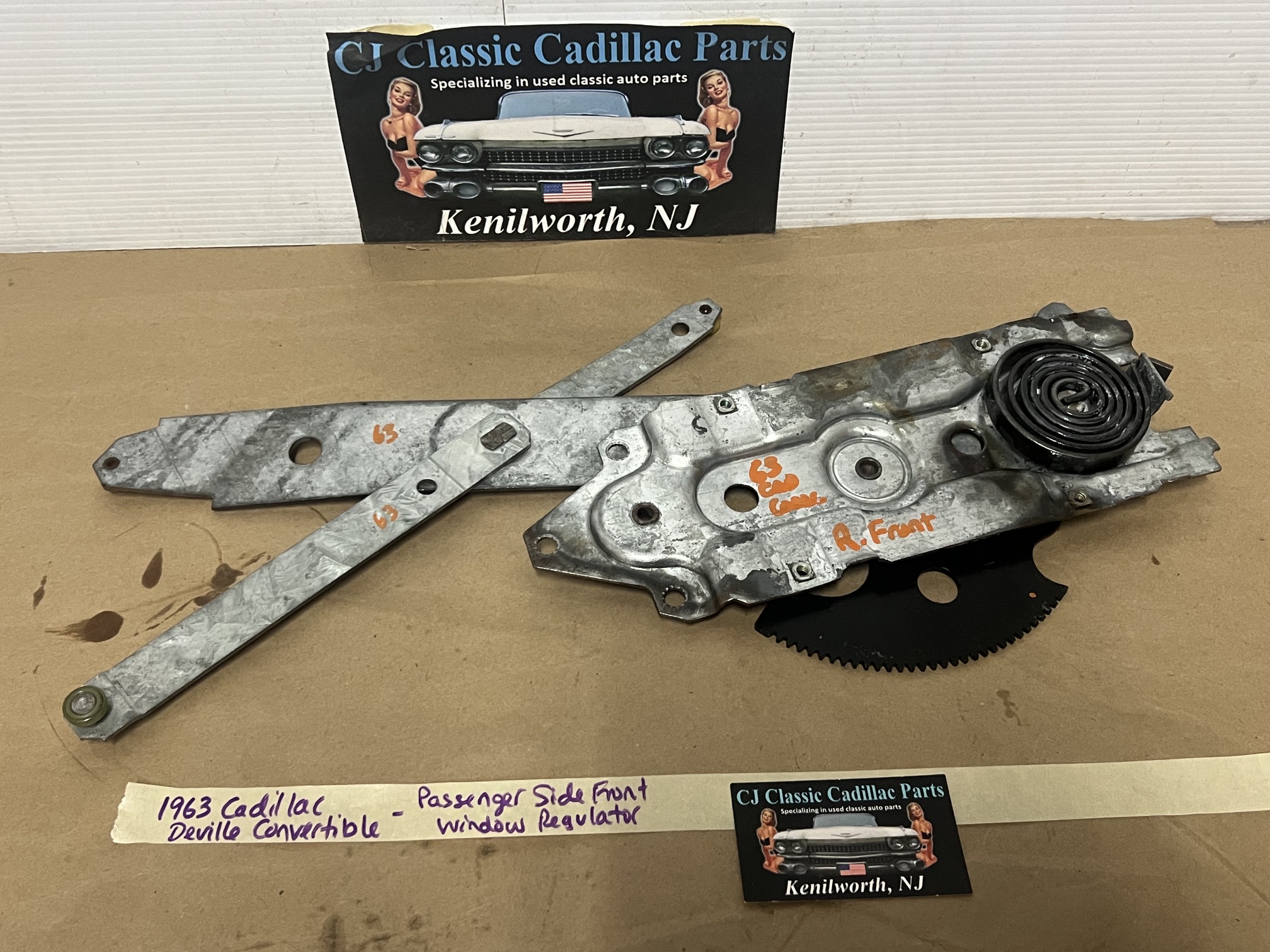 OEM 1961 1962 1963 1964 CADILLAC COUPE DEVILLE ELDORADO 2DR RIGHT PASSENGER SIDE FRONT DOOR WINDOW REGULATOR #5718764/#4308538 - Image 11