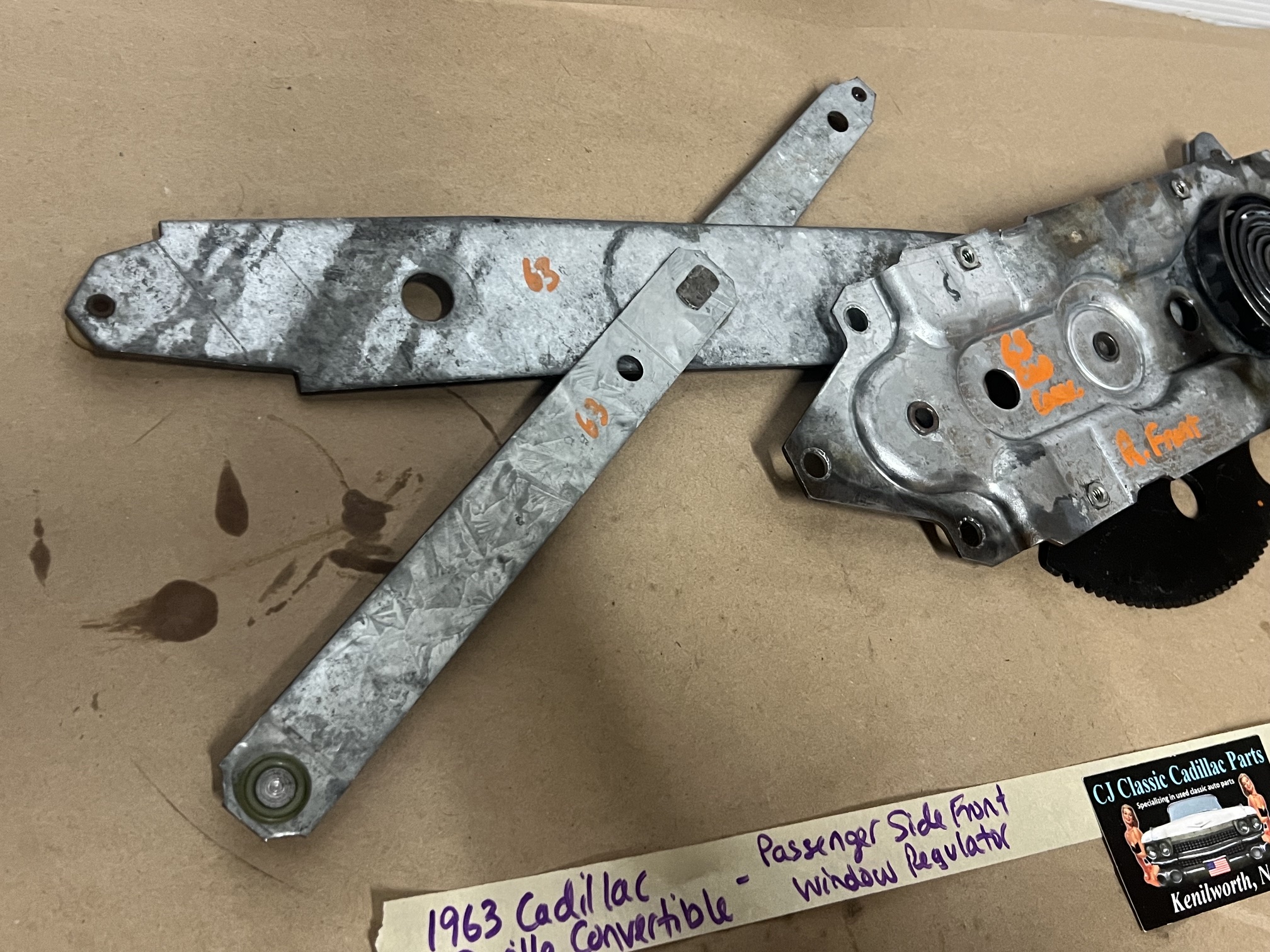 OEM 1961 1962 1963 1964 CADILLAC COUPE DEVILLE ELDORADO 2DR RIGHT PASSENGER SIDE FRONT DOOR WINDOW REGULATOR #5718764/#4308538 - Image 15