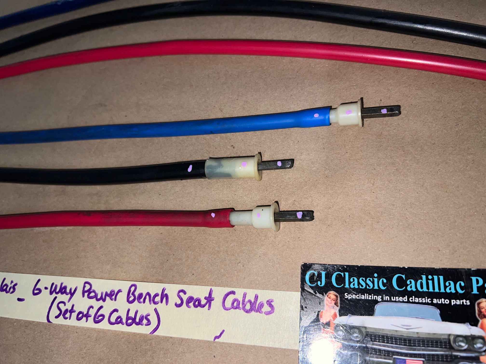 OEM 1971 1972 1973 1974 1975 1976 Cadillac Deville Eldorado Fleetwood Calais 1977 1978 Eldorado 6 WAY POWER BENCH SEAT CABLES - LONG & SHORT 6 CABLE SET - Image 9