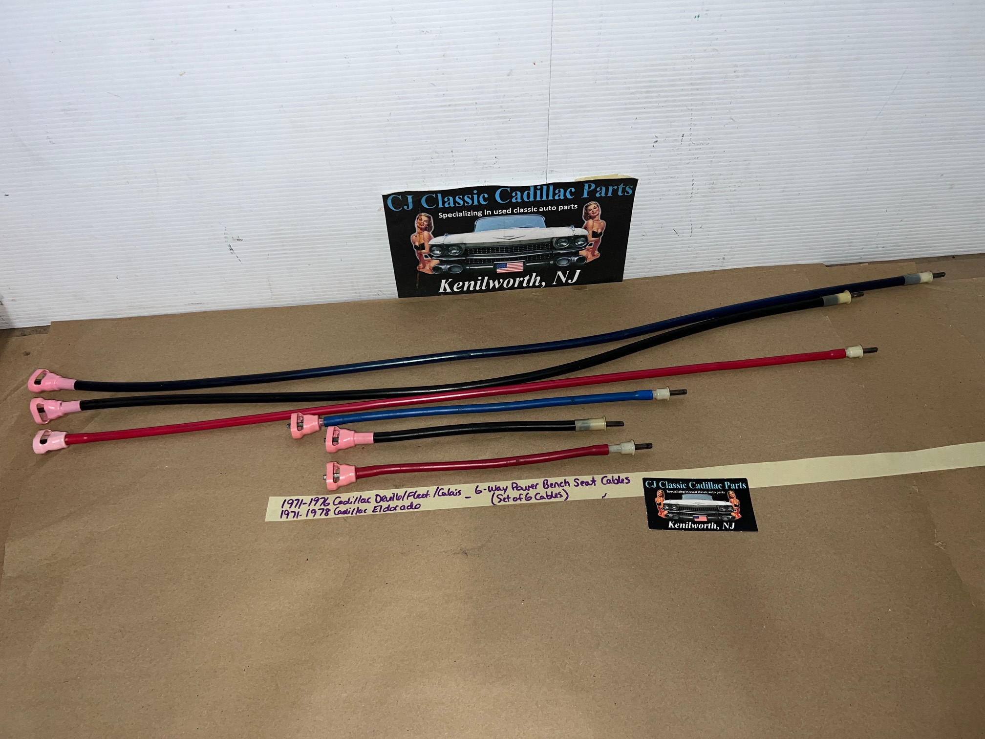OEM 1971 1972 1973 1974 1975 1976 Cadillac Deville Eldorado Fleetwood Calais 1977 1978 Eldorado 6 WAY POWER BENCH SEAT CABLES - LONG & SHORT 6 CABLE SET - Image 10