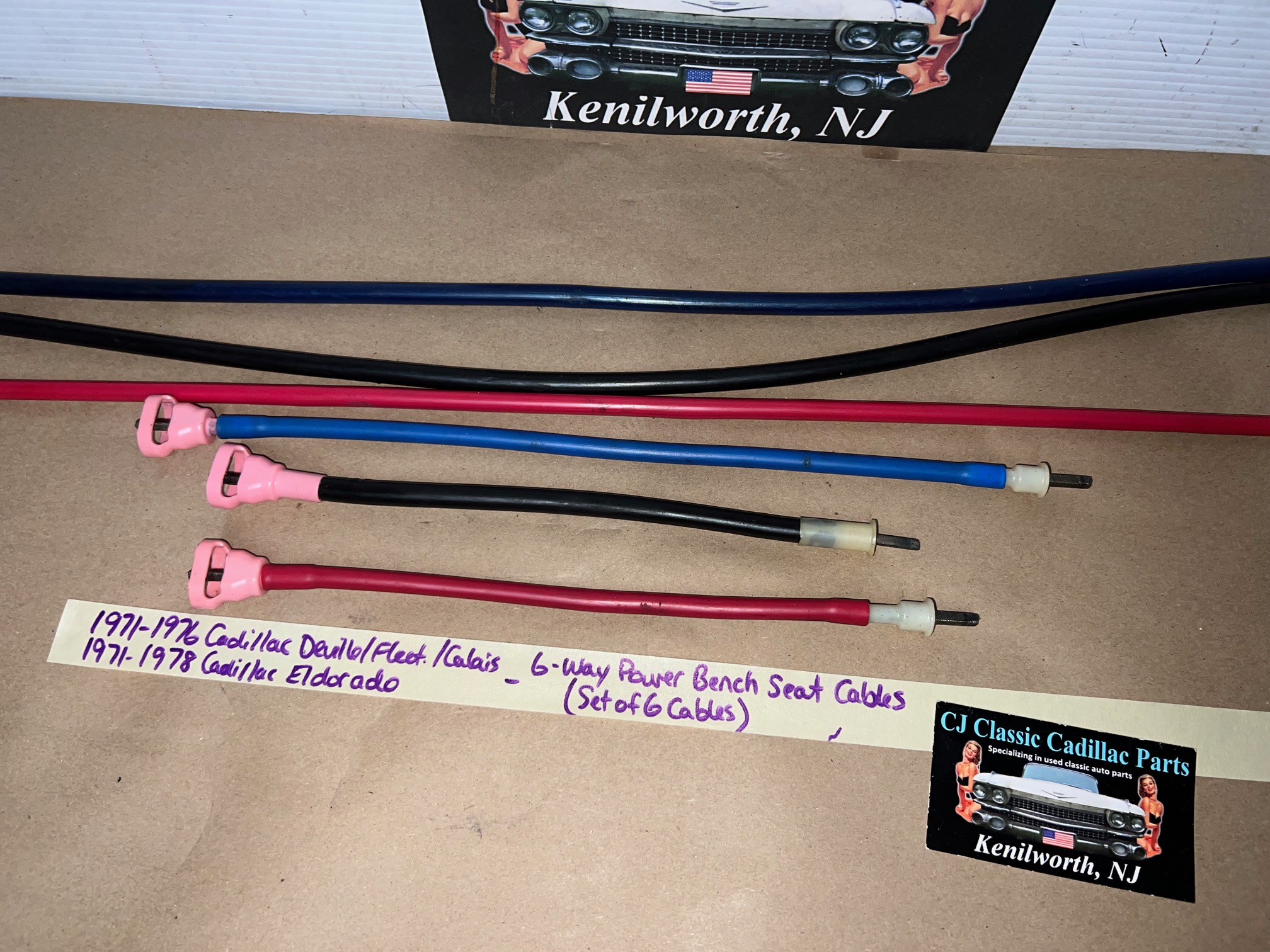 OEM 1971 1972 1973 1974 1975 1976 Cadillac Deville Eldorado Fleetwood Calais 1977 1978 Eldorado 6 WAY POWER BENCH SEAT CABLES - LONG & SHORT 6 CABLE SET - Image 14