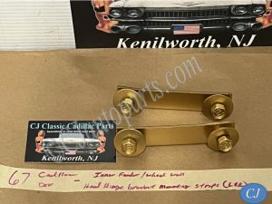 OEM 1963 1964 1965 1966 1967 1968 Cadillac Deville Fleetwood Calais 1963 1964 1965 1966 Eldorado INNER FENDER WHEEL WELL HOOD HINGE BRACKET MOUNTING STRAP RETAINERS #3511807