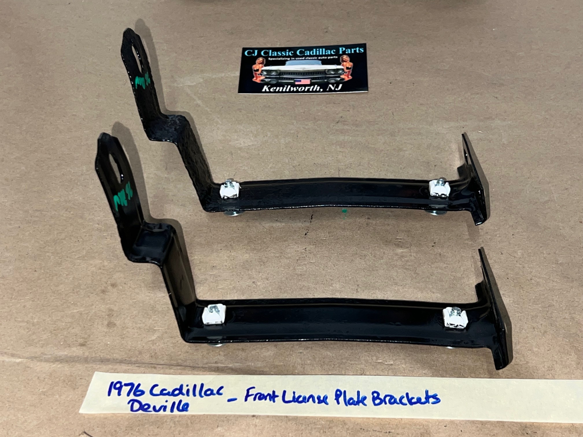 OEM 1975 1976 Cadillac Eldorado Deville Fleetwood Calais FRONT BUMPER LICENSE PLATE MOUNTING BRACKETS - PAIR #1605359 - Image 8
